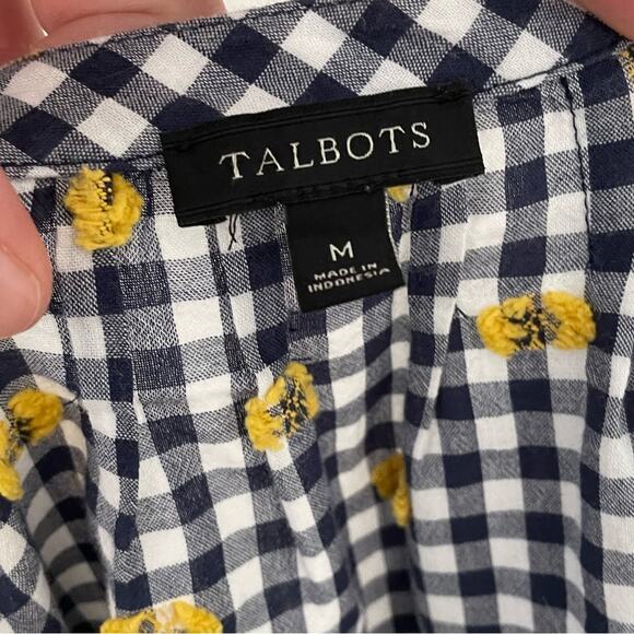 Talbots Bell Sleeve Plaid Blouse - Picture 5 of 6